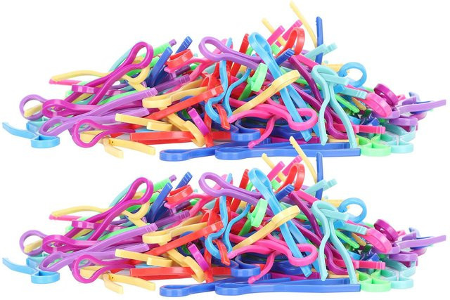 Igeteck Spulenfadenklemmen aus Kunststoff, 120 Stück Fadenkontrolle Stickzubehör, Blau und Multicolour - Bild 1