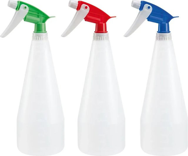 3er-Set Pumpsprüher aus Kunststoff in Transparent, 1.000 ml für Hausputz und Pflanzenbewässerung - Bild 1