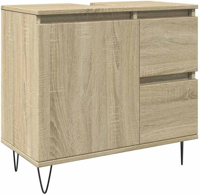 vidaXL Badschrank Sonoma-Eiche aus Holzwerkstoff und Eisen im industriellen Stil B/T/H: 65 x 33 x 60 cm - Bild 1