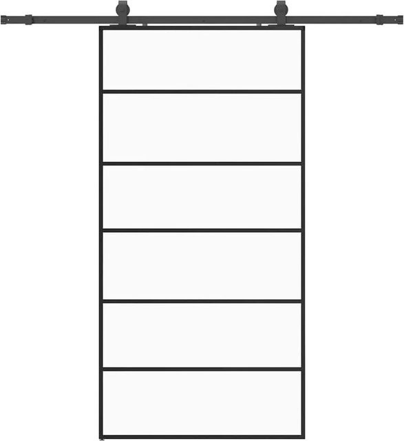 vidaXL Schiebetür aus ESG-Glas in Schwarz mit Beschlag, B/H: 102 x 205 cm - Bild 1