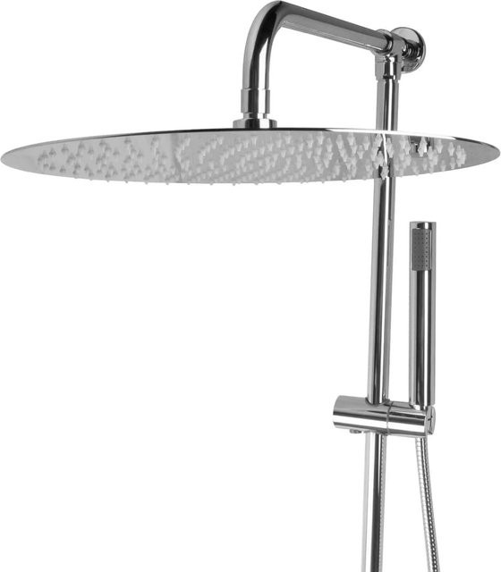 PaulGurkes Aufputz Duschsystem mit Regendusche und Handbrause aus Edelstahl in Chrom/Silber, Durchmesser: 40 cm - Bild 1