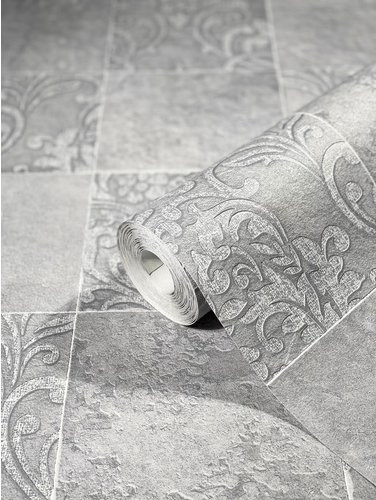 Marburg Vliestapete Hailey in Grau mit Fliesenoptik und geometrischem Design - Bild 1