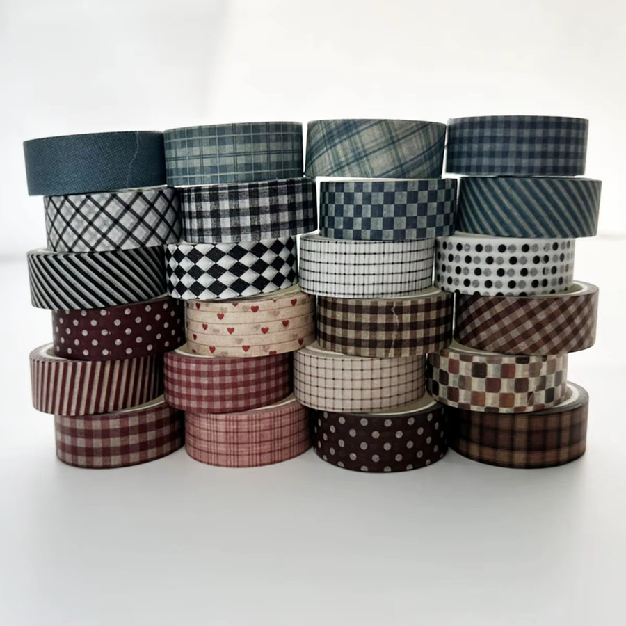 Washi-Tape-Set mit 6 Rollen: Ästhetische dekorative Klebebänder mit Gittermuster und Punkten für dein Scrapbooking, Tagebuch und DIY-Bastelarbeiten - Bild 3