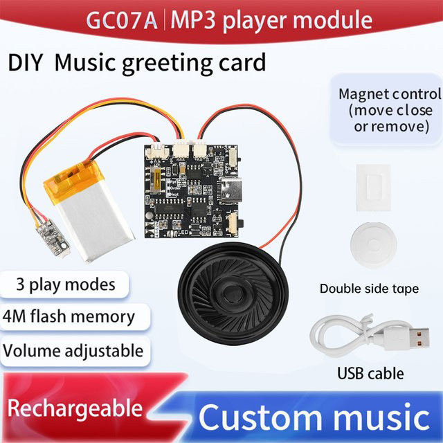 Gaqqee Magnetisches Aufnahmemodul GC07A für Grußkarten in Schwarz mit MP3-Download Sprachmodul - Bild 1