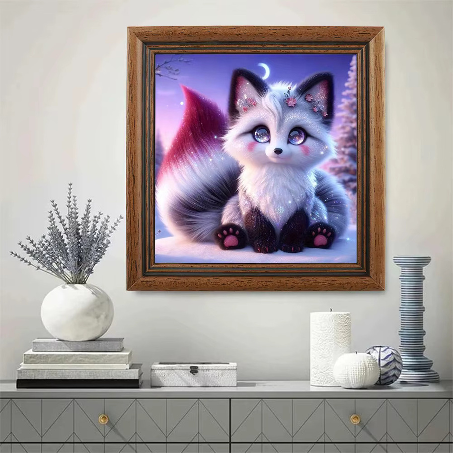 Potdemiel Diamond Painting Set Niedliche Katze und Fuchs mit Rundbohrern als 5D DIY Mosaik Kunsthandwerk in Multicolour - Bild 3