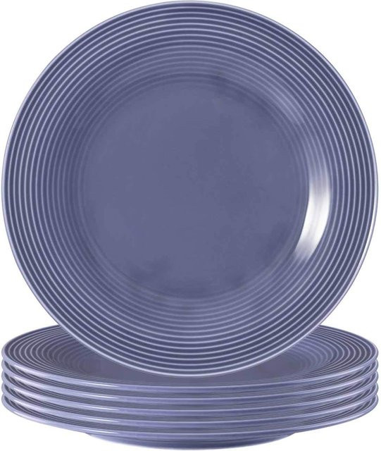 Seltmann Weiden Frühstücksteller Beat Color Glaze Blau Gestreift aus Porzellan 6er Set Durchmesser: 23,3 cm - Bild 1