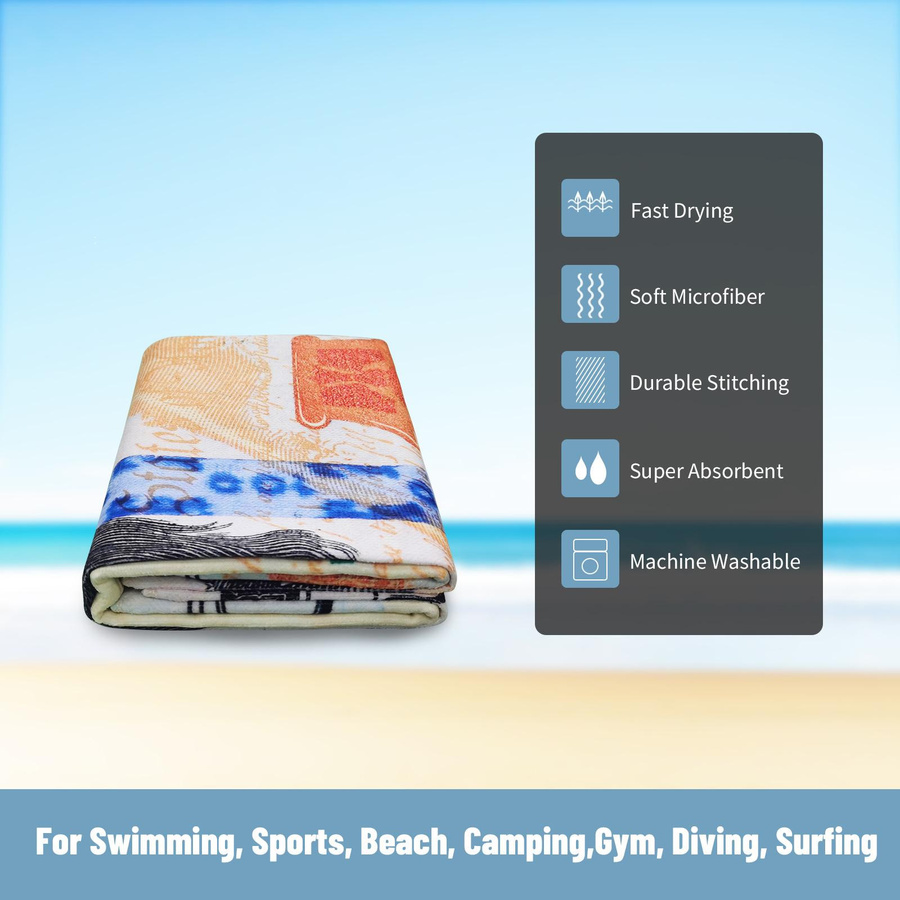 Schnelltrocknendes Mikrofaser Strandtuch superweiches und saugfähiges Badetuch für Strand, Sport und Fitness, Breite: 40 cm, Höhe: 60 cm - Bild 3