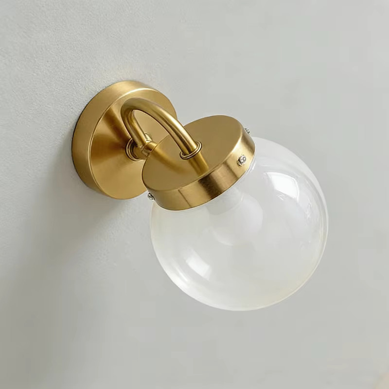 Homocean Retro Wandleuchte in Gold mit transparentem Glaslampenschirm, E27 LED-Nachttischlampe für Flur und Schlafzimmer - Bild 4