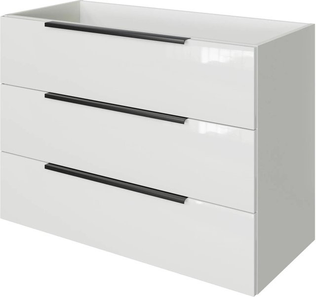 Pelipal Waschbeckenunterschrank Quantum 07 in Schneeweiß Glanz mit 3 Auszügen, Breite: 100 cm - Bild 1