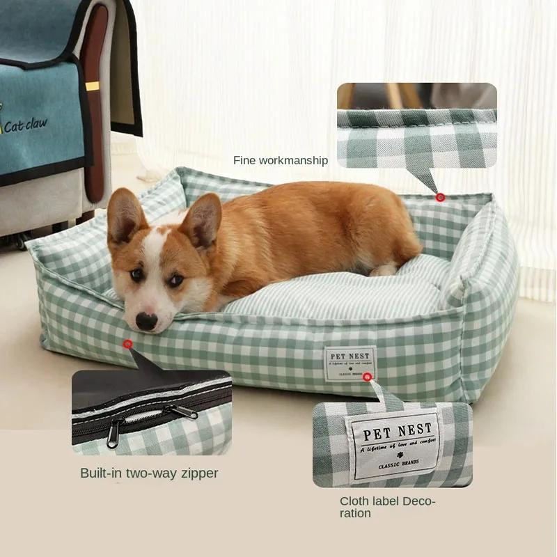 Yiran Furniture Katzenbett und Hundehütte Plaid in Khaki, rutschfest und abnehmbar, B/T/H: 50 x 40 x 40 cm - Bild 2