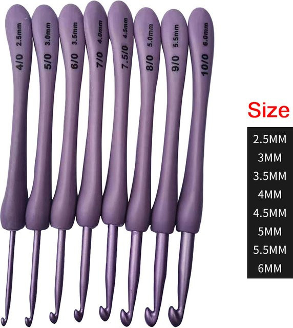8er-Set lila Häkelnadeln aus Kunststoff (2,5–6,0 mm) für deine DIY-Handarbeitsprojekte - Bild 1