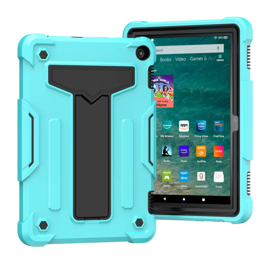 Stoßfeste Hybrid-Ständerhülle für Amazon Fire HD 8 Plus 2020 10. Generation von yunyonglai in Schwarz, Blau oder Türkis - Bild 4