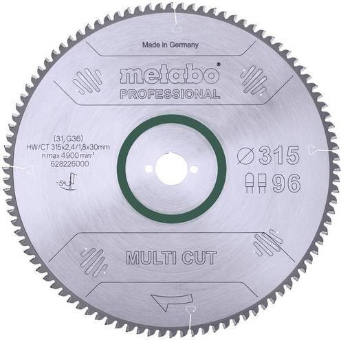Metabo Multi Cut Professional Hartmetall Kreissägeblatt für Holz, Kunststoff und Metall, Farbe: Silber, Durchmesser: 315 mm, Bohrung: 30 mm, Zähneanzahl: 96 - Bild 1