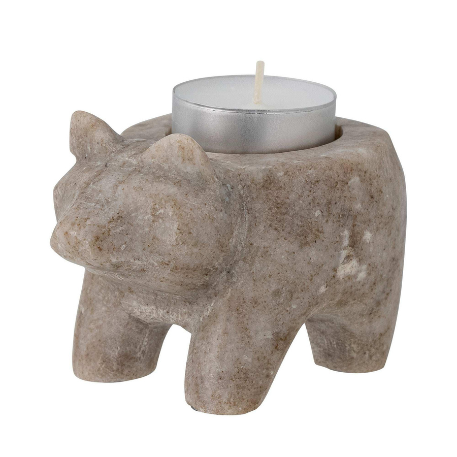Bloomingville Windlicht Marcietta aus Marmor in Beige und Grau im skandinavischen Design, Höhe: 9 cm - Bild 1
