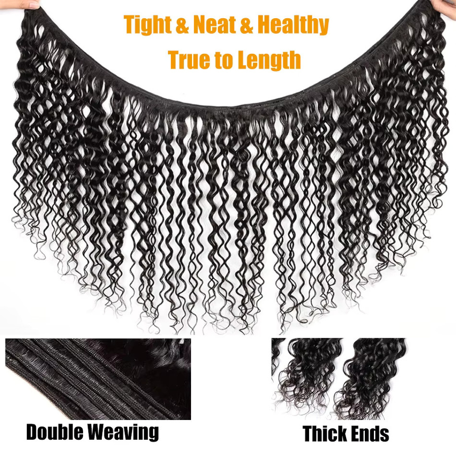 Newmi Wasser Welle Extensions, 12A Brasilianische Remy, 100% Menschliches Haar, Schwarz - Bild 4