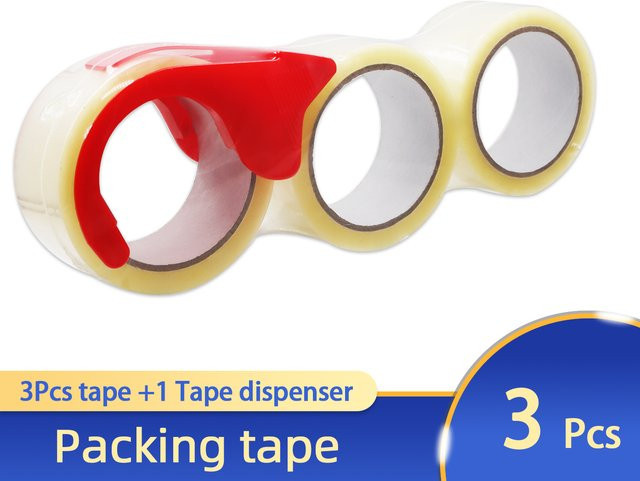 3er Set transparente Klebebandrollen zum Verpacken inklusive Spender - Bild 1
