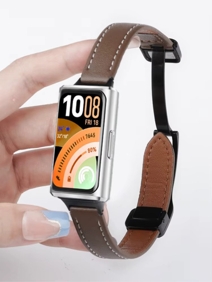 Huawei Uhrenarmband Leder, braun, Unisex, NFC - Bild 7