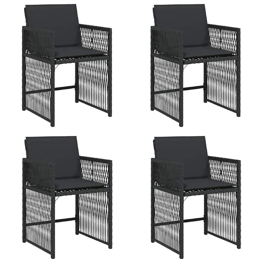 Furnicato Gartenstuhl aus PE-Rattan und Stahl in Schwarz mit Kissen, B/T/H: 50,5 x 54 x 79 cm - Bild 2