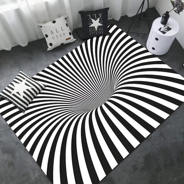 Karpetti 3D Vortex Illusion Bereichsteppich Schwarz, B/T: 80 x 160 cm, Rutschfest und Waschbar - Bild 1
