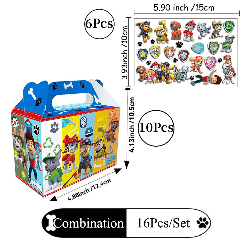 Paw Patrol Süßigkeitenbox-Set mit Ryder und Tracker in Mehrfarbig für Kindergeburtstage und Partydekoration aus Papier - Bild 4