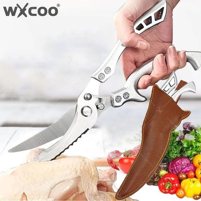 WXCOO Multifunktions-Küchenschere aus Edelstahl in Silber zum Schneiden von Fisch, Gemüse und Geflügel - Bild 1