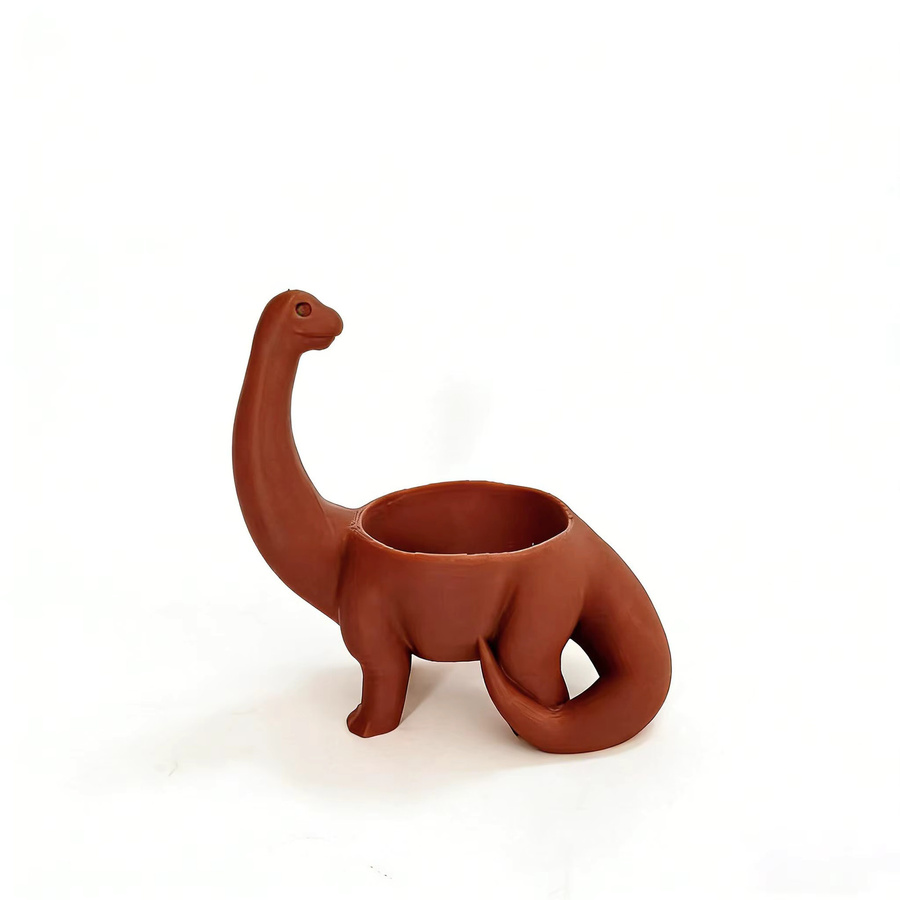 Dinosaurier-Blumentopf aus Kunststoff in Braun mit Drainageloch für Sukkulenten, Kakteen und kleine Pflanzen, B/T/H: 10 x 10 x 10 cm - Bild 4
