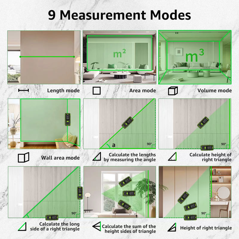 Huepr Dual Green Laser-Entfernungsmesser mit LCD-Display und hoher Genauigkeit, Farbe: Grün - Bild 6