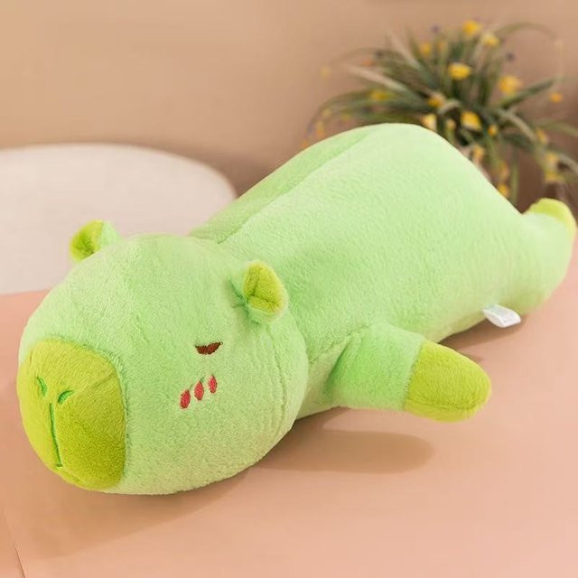 Yiran toy Capybara Plüschtier Kissen, Braun Orange, Liegend - Bild 1