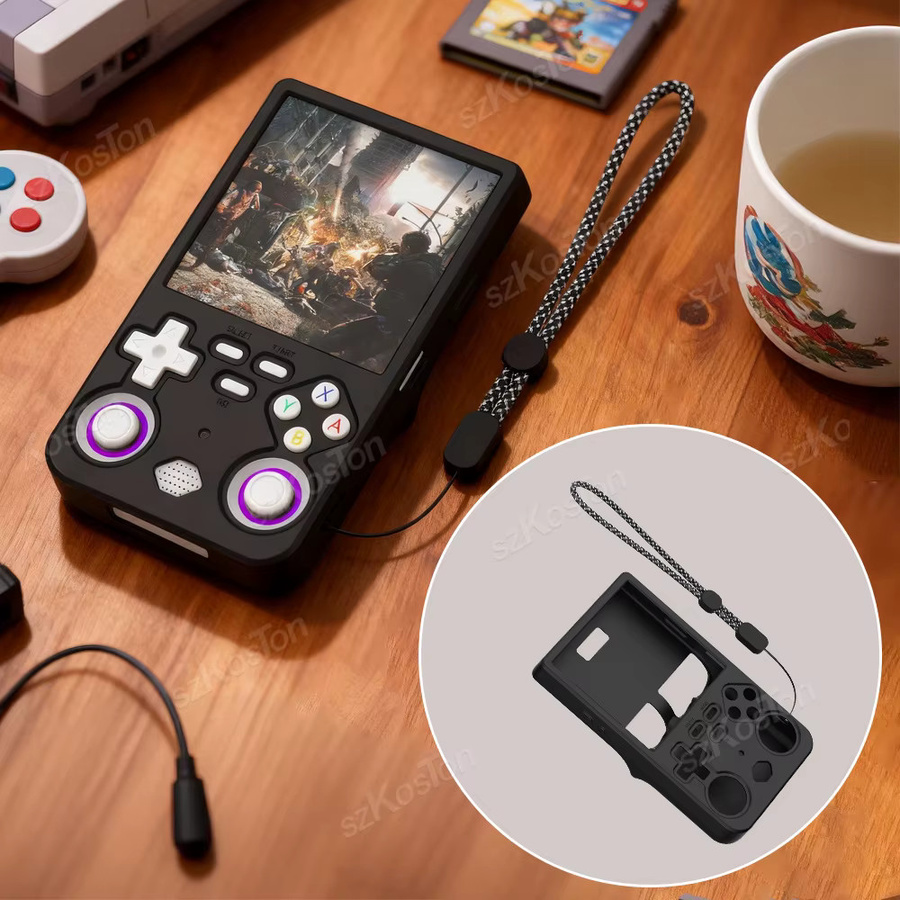 SZKOSTON Silikon-Schutzhülle für R36 Ultra Retro Handheld-Spielekonsole in Schwarz - Bild 4