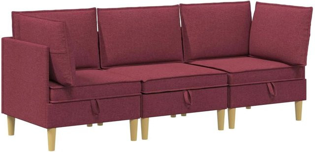 vidaXL Wohnzimmergarnitur in Weinrot aus Stoff mit Ecksofa, Mittelsofa und Kissen inklusive Speicherfunktion - Bild 1