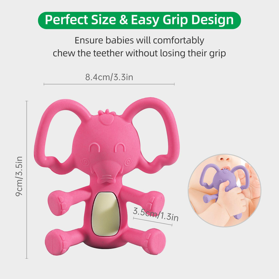 TOMTOP JMS Baby-Beißring Elefant Silikon violett - Bild 3