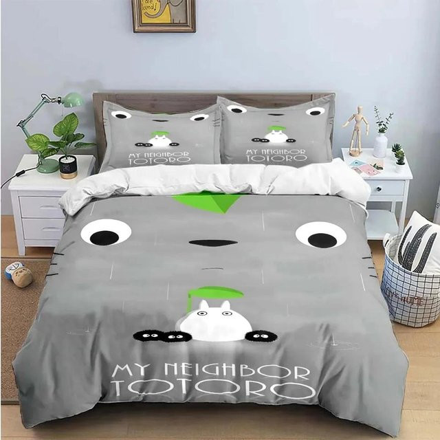 Binchi Outdoor Product Bettwäsche-Set mit Chinchilla-Katze Anime-Motiv in Grau, 2-teilig, Breite: 70 cm, Länge: 133 cm - Bild 1