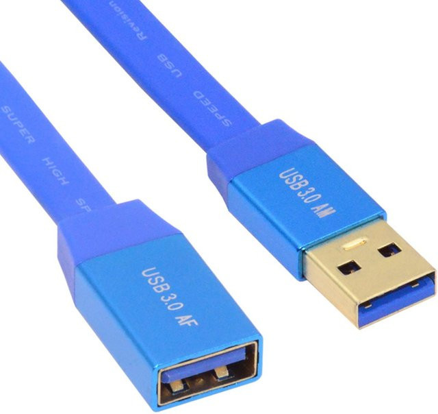 MACDOT USB 3.0 Verlängerungskabel Typ A auf Buchse, Blau, 5 Gbit/s, ultraflach und schlank für Festplatten, SSD und Kameras - Bild 1