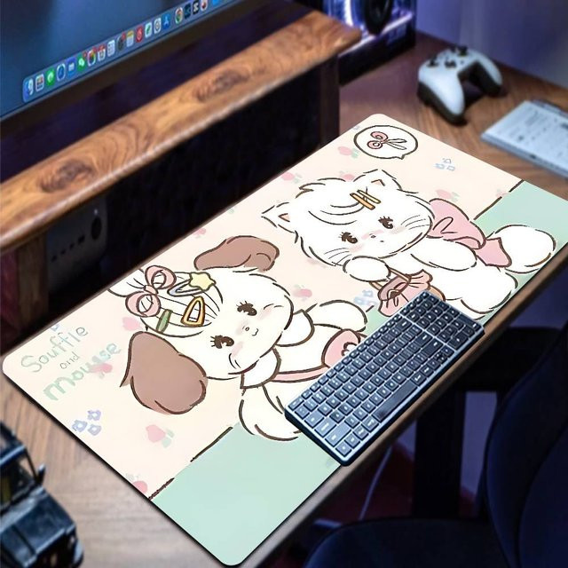 M-MikkoS Cat Kawaii Mauspad Premium Mauspad mit Rastkante und ultrafeiner Oberfläche in Multicolour - Bild 1
