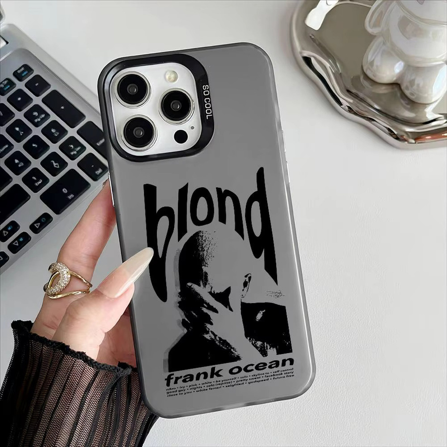 Sänger F-Frank Blonde Ozeane Handyhülle für iPhone 17 16 15 14 13 12 Pro Max in Blau mit Metallknopf - Bild 4