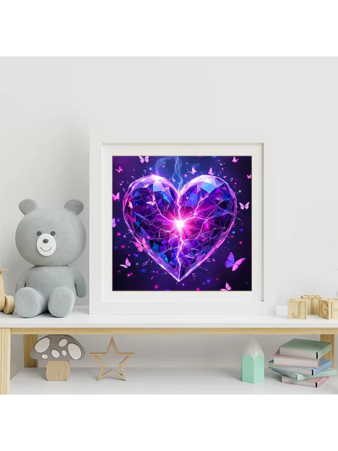 Evershine Diamant-Stickerei Liebesherz Bastelset mit Schmetterling und Mosaik-Motiv, B/H: 20 x 20 cm - Bild 3
