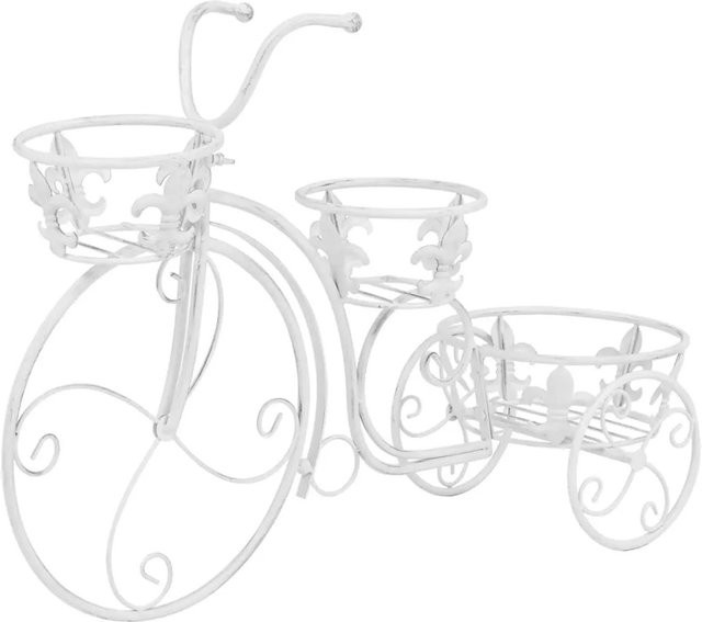 vidaXL Blumentreppe in Fahrradform aus Metall im Vintage-Stil, Farbe Weiß - Bild 1
