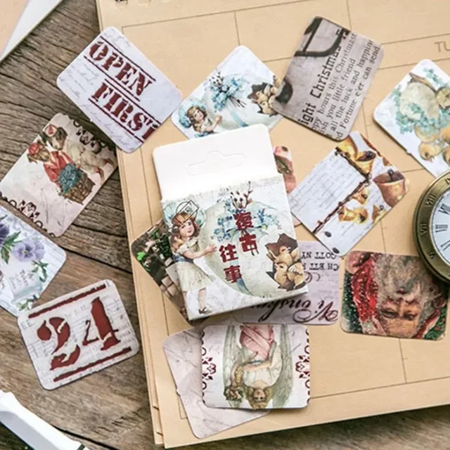 45 Stück CBTstationery Retro Stempel Papier Aufkleber in Multicolour für Scrapbooking und DIY Tagebuch - Bild 1