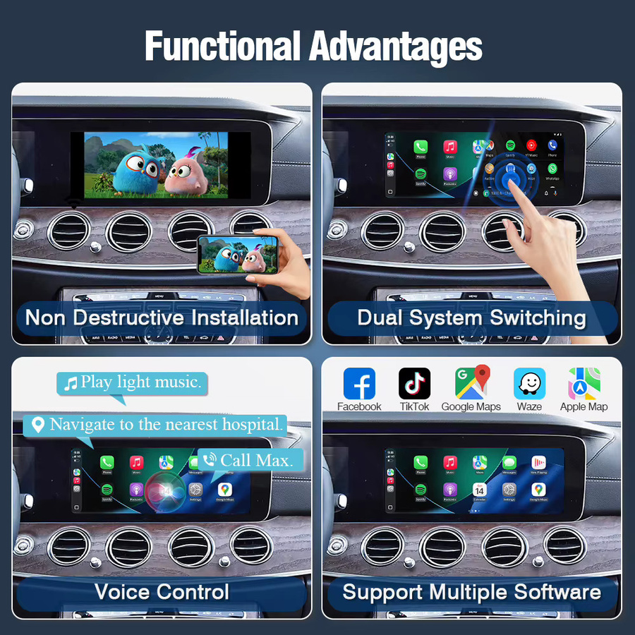 AUTOTOP Kabelloser CarPlay und Android Auto Adapter für Mercedes Benz E-Klasse W213 NTG 5.5 mit MirrorLink, WIFI und GPS, Schwarz - Bild 6