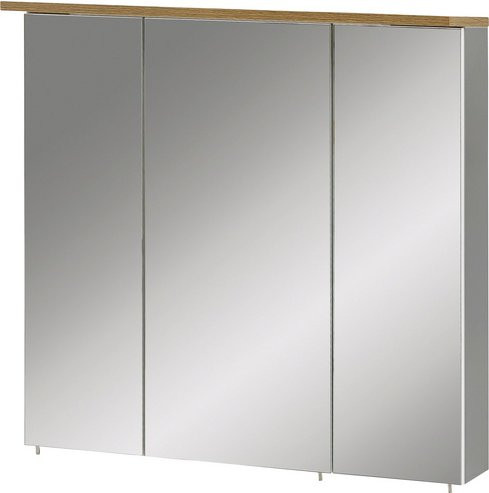SCHILDMEYER Spiegelschrank Padua in Eiche Landhaus Nachbildung mit LED-Beleuchtung und Steckdose, grau, B/H/T: 70,5 x 72,3 x 16 cm - Bild 1