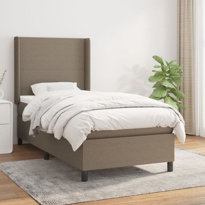 vidaxl Boxspringbett mit Matratze in Taupe aus Stoff, Modernes Design, B/T: 80 x 200 cm - Bild 1