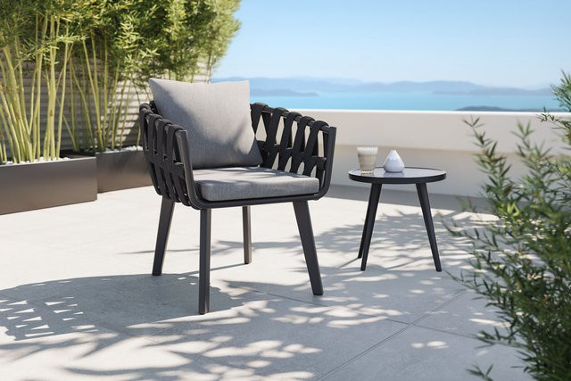 OUTFLEXX Joliet Sessel in Anthrazit mit Polstern aus Aluminium und UV-beständigem Polyester - Bild 1