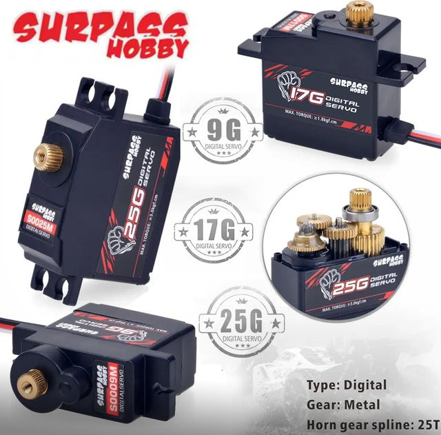 SURPASS Hobby Digitale Micro-Servos, 4-teiliges Set, Schwarz - Bild 1