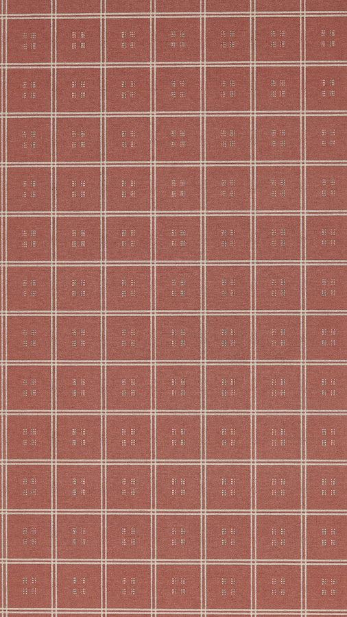 Sanderson Tapete Malay in Kiln Mud mit abstraktem Karomuster und Vliesbeschichtung in Rot - Bild 1