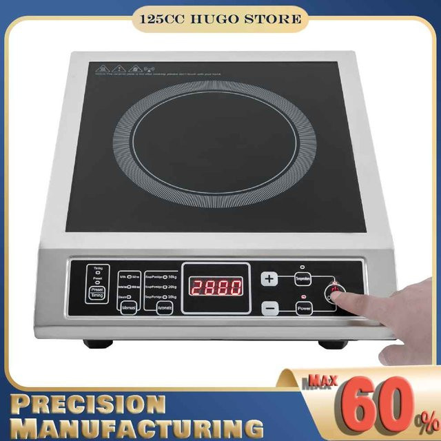Sweetmile 8-Gang Induktionskochfeld mit IGBT-Technik, 3500W, Schwarz, Glasoberfläche, Temperaturbereich 80 °C - 270 °C - Bild 1