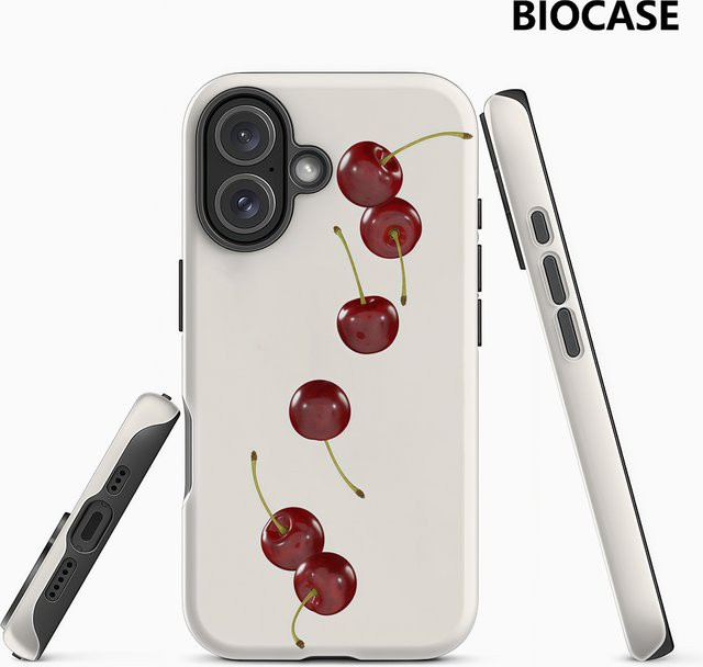 Falling Cherry Handyhülle für iPhone 17 16 15 14 13 12 Pro Max Plus mit doppelschichtiger Rückseite - Bild 1