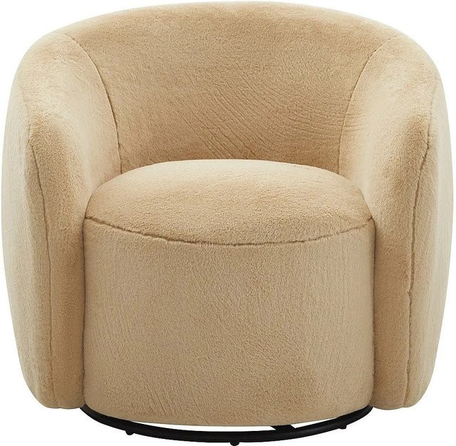VEREIDE Sessel mit gerader Rückenlehne in Taupe und Beige aus Kunstfell mit Metallrahmen, Breite: 80 cm - Bild 1