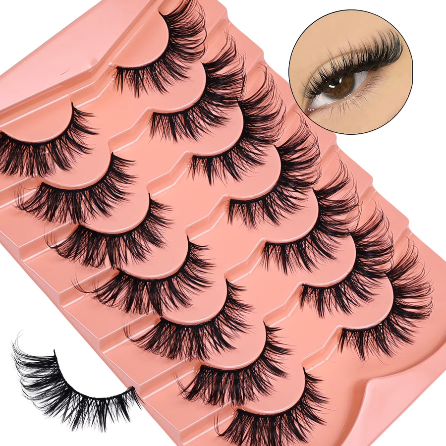 JIEFUXIN Falsche Wimpern Katzenaugen-Look, 14 Paar, schlank, kräuselnd, flauschig - Bild 2