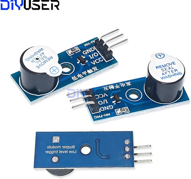 DIYUSER Aktives Passives Buzzer-Modul in Blau, 5V Low-Level-Trigger, kompatibel mit Raspberry Pi und ESP32, DIY-Kit - Bild 1