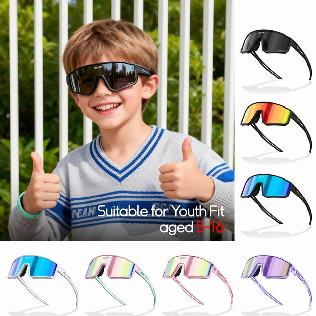 SCVCN Sportsonnenbrille Kinder, Vollrand, pink, Kunststoff - Bild 1